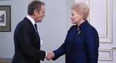 Prezidentė Dalia Grybauskaitė su Europos Vadovų Tarybos Pirmininku Donaldu Tusku (nuotr. Fotodiena.lt)