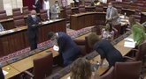 Žiurkė tapo sensacija: Ispanijos parlamente graužikas sukėlė tikrą chaosą (nuotr. stop kadras)