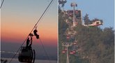 Turistų košmaras Turkijoje: 200 poilsiautojų įstrigo kabinose virš kalnų, vienas žmogus žuvo  (nuotr. stop kadras)