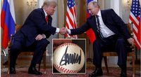 Beisbolo kamuoliukas su Putino ir Trumpo parašais parduodamas už penkiaženklę sumą (tv3.lt fotomontažas)