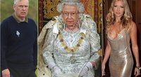 Princas Andrew, karalienė Elizabeth II ir Caprice Bourret  (tv3.lt fotomontažas)