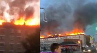 Didžiulis gaisras Rusijoje: dega nakvynės namai (tv3.lt koliažas)