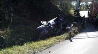 Trakuose nuo viaduko nukrito automobilis: žuvo prispaustas žmogus (nuotr. Policijos)