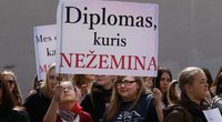 LEU studentai piketuoja prieš ŠMM siūlomus pokyčius (nuotr. Tv3.lt/Ruslano Kondratjevo)