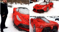 Lietuviai iš sniego nulipdė „Ferrari“ (nuotr. asmeninio albumo („Facebook“)