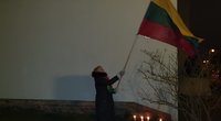 Sostinėje pareigūnai sulaikė moterį, mojavusią Lietuvos vėliava (nuotr. skaitytojo)