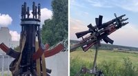 Ukrainiečių išradingumas: iš šešių „kalašnikovų“ pasigamino kulkosvaidį dronams naikinti (nuotr. Telegram)