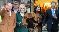 Jon Koy, Meghan Markle, princas Harry, Karolis III ir karalienė Camilla (nuotr. SCANPIX)