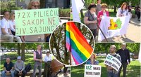 Prie Seimo – protestas prieš civilinę sąjungą: esą greit įteisins homoseksualų partnerystę (tv3.lt koliažas)