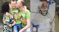 Donalda ir Ignas Dimšos su sūnumi Ervinu/ Ervinas ligoninėje (nuotr. facebook.com)