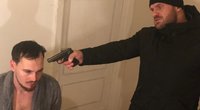 Ironvytas ir Edgaras Bechter pristato kriminalinį vaizdo klipą (A. Budvydytės nuotr.)  