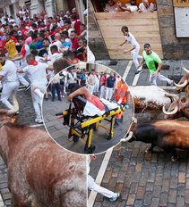 Vyko pavojingasis bėgimas nuo bulių Pamplonoje: yra sužeistųjų