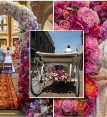 Prabangiose vestuvėse Kristina Rimienė sukūrė gėlių pasaką: dekoracijoms panaudojo 10 tūkst. bijūnų žiedų