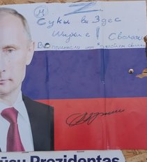 Incidentas Mažeikiuose: judrioje vietoje rastas plakatas su Putino veidu