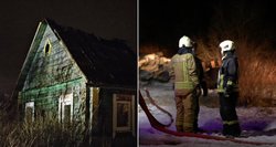 Kraupus gaisras prie Vilniaus: ant vieno ugniagesio nuvirto kaminas, kitas nukrito nuo stogo
