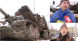 Vilniuje – sunaikintas rusų tankas: „Žmonėms ir aukoti lengviau, kai mato gyvą daiktą“