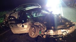 Per neblaivaus vairuotojo sukeltą avariją Prienų rajone sužeisti 7 žmonės, iš jų du vaikai (nuotr. Policijos)
