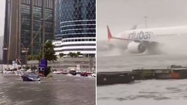 Dubajus skęsta: gatvės virto upėmis, lėktuvai oro uoste faktiškai plaukia (nuotr. Telegram)