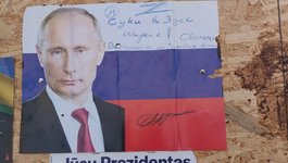 Incidentas Mažeikiuose: judrioje vietoje rastas plakatas su Putino veidu  