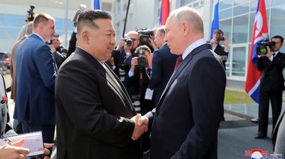 Kim Jong Unas ir Vladimiras Putinas (nuotr. SCANPIX)