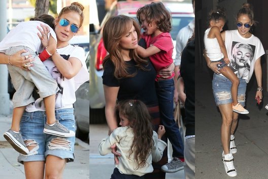Jennifer Lopez su dvynukais (nuotr. Vida Press)
