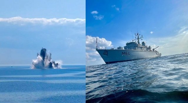 Baltijos jūroje – tarptautinė operacija: griaudėjo sprogimai, nukenksminta 50 jūrinių minų (nuotr. KAM)