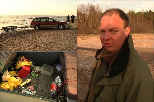 Galimai apsvaigę šiauliečiai Baltijos jūroje paskandino automobilį (nuotr. TV3)