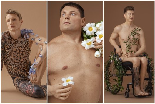 Neringos Rekašiūtės ir Editos Mažutavičiūtės fotoprojektas„Vyrai yra Gėlės“  