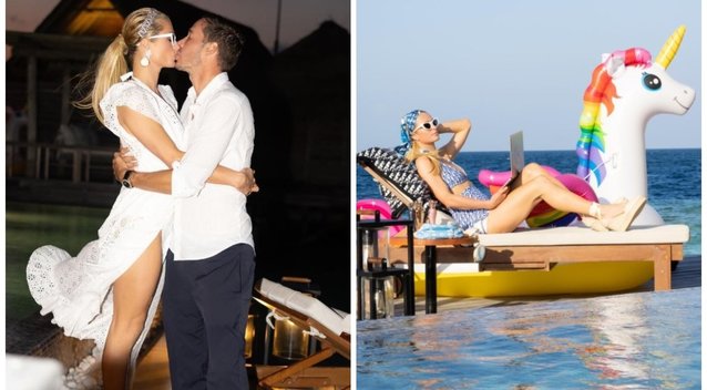 Paris Hilton ir Carterio Reumo vestuvių metinės Maldyvuose (nuotr. Instagram)