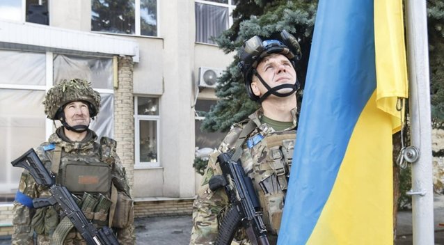 Lymane oficialiai iškelta Ukrainos vėliava (nuotr. Telegram)