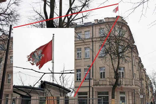 Pilietiškas kaunietis užfiksavo sudriskusią vėliavą: geriau jokios nei tokia (Kas vyksta Kaune skaitytojo nuotr.)  