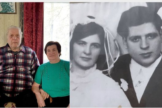 Irena ir Jonas Paliuliai šiandien ir savo vestuvių dieną prieš 50 metų. / Akvilės Kupčinskaitės ir asmeninio archyvo nuotr.  