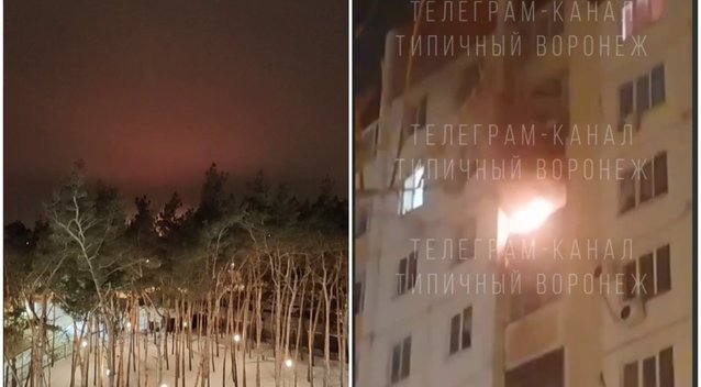 prie Voronežo aerodromo griaudėjo sprogimai, mieste įvesta nepaprastoji padėtis (nuotr. Telegram)