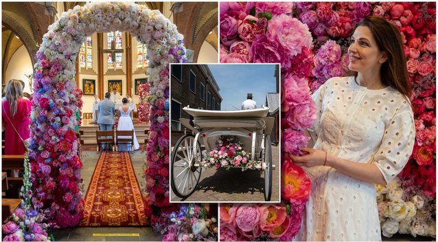 Prabangiose vestuvėse Kristina Rimienė sukūrė gėlių pasaką: dekoracijoms panaudojo 10 tūkst. bijūnų žiedų (nuotr. asm. archyvo)