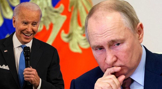 J. Bidenas ir V. Putinas(nuotr. SCANPIX) tv3.lt fotomontažas