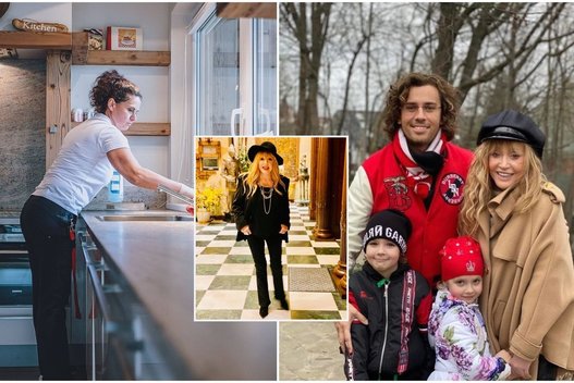 Asociatyvi valytojos nuotrauka ir Ala Pugačiova su šeima (instagram.com ir SCANPIX nuotr. montažas)