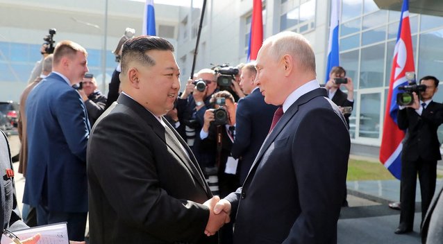 Kim Jong Unas ir Vladimiras Putinas (nuotr. SCANPIX)