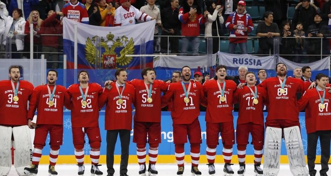 Rusijai atstovaujančių ledo ritulininkų triumfas Pjongčange
