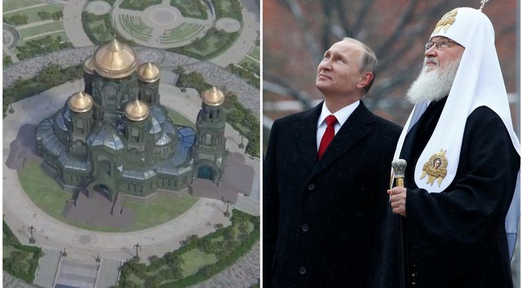 Putinas ir bažnyčia: driokstelės milžinišką kariuomenės cerkvę (nuotr. SCANPIX) tv3.lt fotomontažas