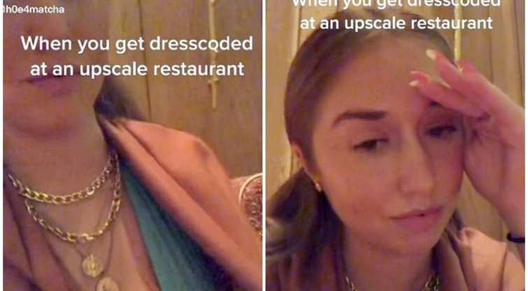 Mergina susilaukė kritikos dėl savo aprangos restorane (nuotr. stop kadras)