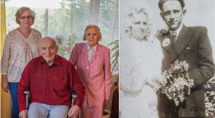65 metai kartu – nuo tos dienos, kai vienas kitam ištarė TAIP. Tokią santuokos sukaktį birželio 5-ąją minėjo Juozas ir Joana Rupšiai (nuotr. asm. archyvo)