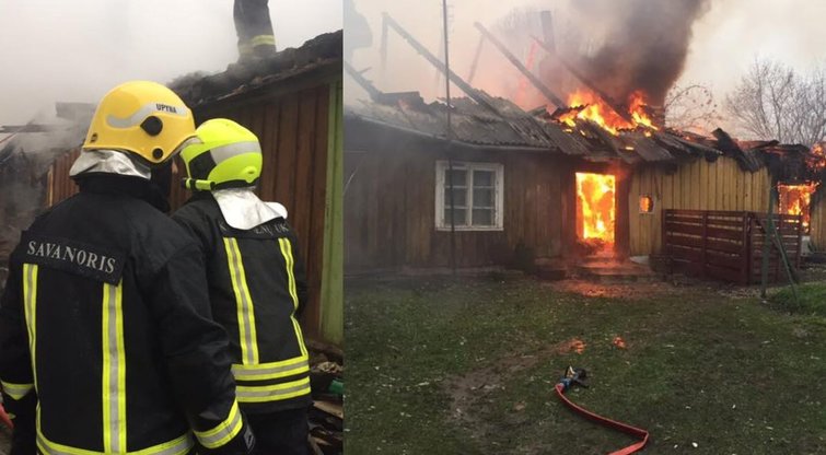 Po gaisro šeima liko be namų (Nuotr.Šilalės rajono savivaldybės priešgaisrinė tarnyba)   