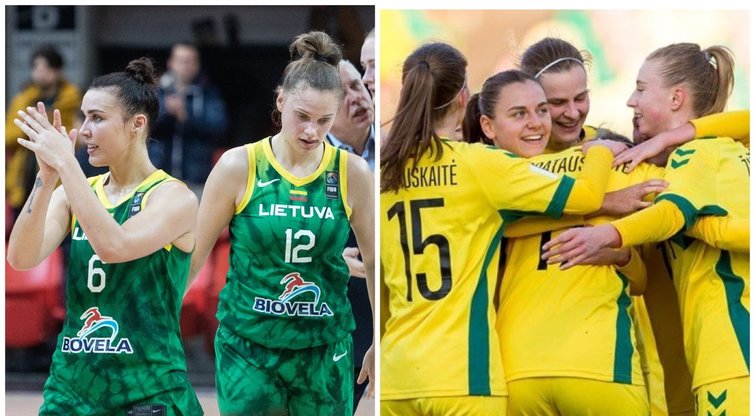 Lietuvos moterų krepšinio ir futbolo rinktinės (nuotr. tv3.lt)
