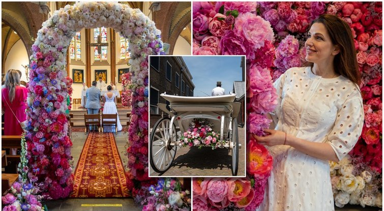 Prabangiose vestuvėse Kristina Rimienė sukūrė gėlių pasaką: dekoracijoms panaudojo 10 tūkst. bijūnų žiedų (nuotr. asm. archyvo)