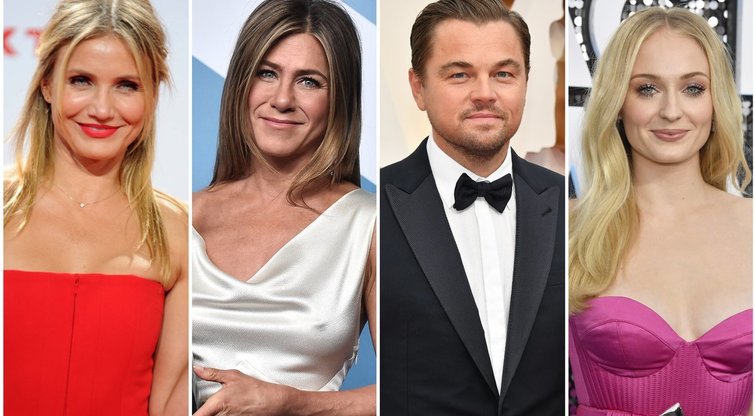 Cameron Diaz, Jennifer Aniston, Leonardo DiCaprio, Sophie Turner (nuotr. SCANPIX) tv3.lt fotomontažas