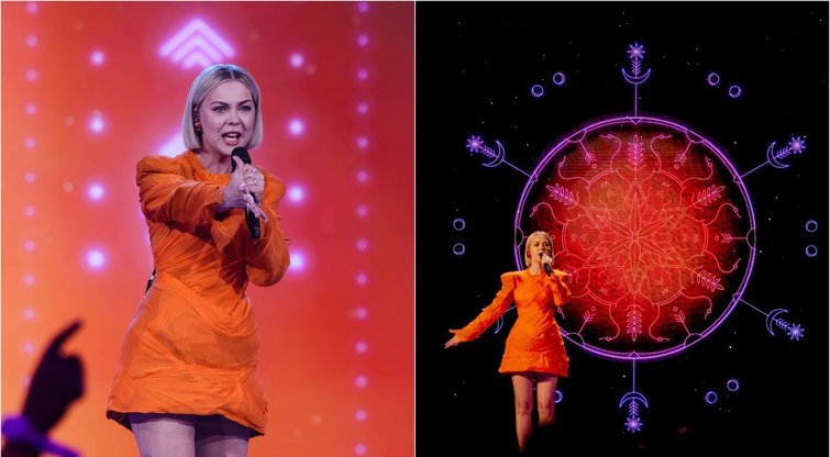 Monika Linkytė „Eurovizijos“ finalo repeticijoje (nuotr. SCANPIX) tv3.lt fotomontažas