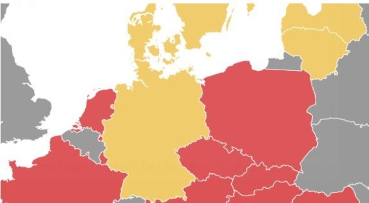 Covid-19 Europos žemėlapis: paskirstymas zonomis (nuotr. tv3.lt)
