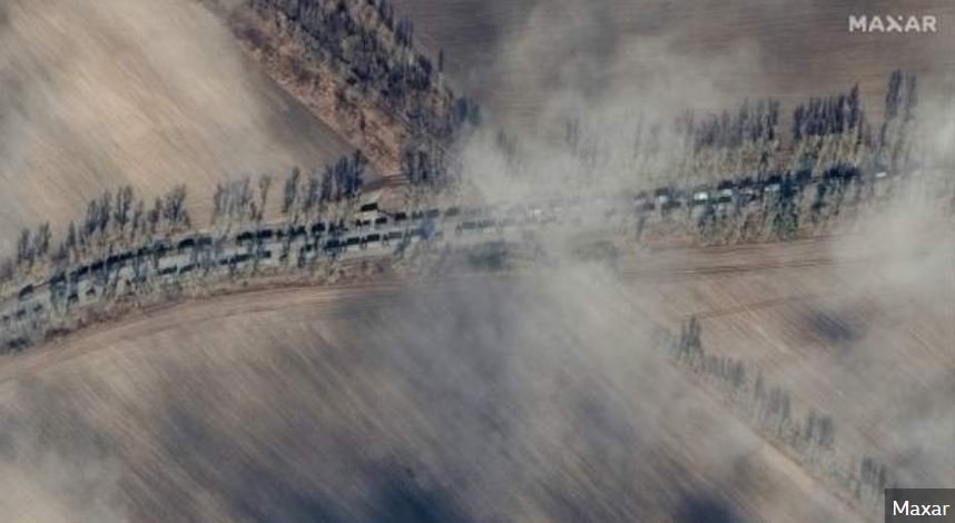 Palydovo nufotografuota Rusijos pajėgų kolona