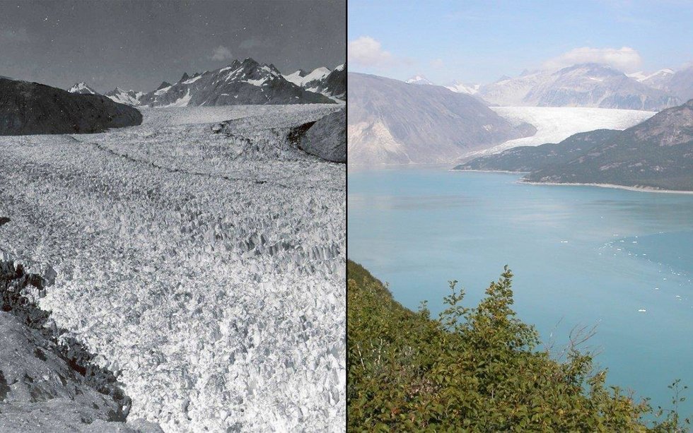 Aliaska 1941 metais ir 2004 metais (NASA nuotr.)  