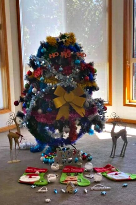 Moteris iš Australijos bandė įrodyti, kad kalėdinių papuošimų galima pasigaminti ir patiems (Nuotr. facebook.com)